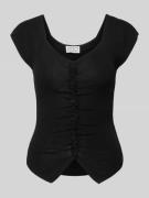 JAKE*S STUDIO WOMAN Strickshirt mit Knopfleiste und Raffungen in Black...