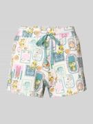 Skiny Pyjama-Shorts im Allover-Look in Offwhite, Größe 36