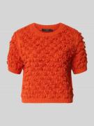 Oui Strickpullover mit Rundhalsausschnitt und 1/2-Arm in Rot, Größe 34