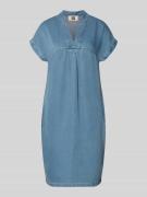Oui Knielanges Jeanskleid mit Tunikakragen in Jeansblau, Größe 36