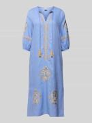 Emily Van den Bergh Tunikakleid aus Leinen mit Tunikakragen und Quaste...