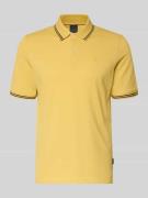 bugatti Regular Fit Poloshirt mit Logo-Stitching in Hellgelb, Größe L