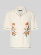 REVIEW Relaxed Fit Freizeithemd mit Motiv-Stitching in Ecru, Größe L