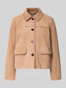 More & More Lederjacke aus Ziegenvelours mit Pattentaschen in Sand, Gr...