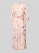 More & More Midikleid mit Bindegürtel in Rose, Größe 34