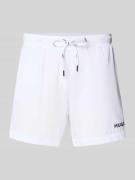 HUGO Badeshorts mit Label-Print Modell 'HAITI' in Weiss, Größe L