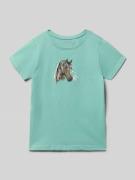 Blue Seven T-Shirt mit Motiv-Print und Rundhalsausschnitt in Helltuerk...