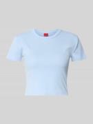 HUGO Slim Fit T-Shirt aus Baumwoll-Mix Modell 'DELANOR' in Hellblau, G...