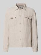 JAKE*S STUDIO MEN Regular Fit Hemdjacke aus Leinen-Baumwoll-Mix in Bei...