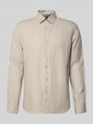 MCNEAL Leinenhemd mit Kentkragen in Kitt, Größe L