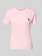 Jake*s Casual T-Shirt mit Motiv-Stitching in Pink, Größe L