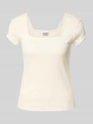 JAKE*S STUDIO WOMAN T-Shirt in Ripp-Optik mit Karree-Ausschnitt in Ecr...