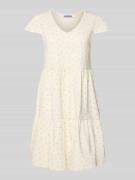 REVIEW Minikleid im Stufen-Look mit V-Ausschnitt in Offwhite, Größe L