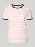 Jake*s Casual T-Shirt mit Streifenmuster und Rundhalsausschnitt in Pin...