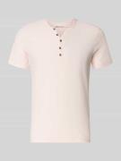 MCNEAL T-Shirt mit V-Ausschnitt und Knopfleiste in Hellrosa, Größe L