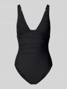 Jake*s Casual Slim Fit Badeanzug mit Raffungen in Black, Größe L