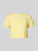 LACE & BEADS Cropped T-Shirt mit Pailletten in GELB, Größe L