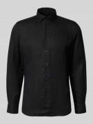 SEIDENSTICKER Slim Fit Business-Hemd aus Leinen mit Kentkragen in Blac...