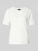 monari Regular Fit T-Shirt mit floralem Zierbesatz in Weiss, Größe 34