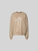Lala Berlin Oversized Sweatshirt mit Motiv-Print in Hellbraun, Größe L