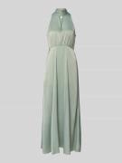 YAS Maxikleid aus Satin mit Stehkragen Modell 'Thea' in Gruen, Größe 3...