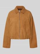 Jake*s Collection Bomberjacke aus Velours mit Eingrifftaschen in Sand,...