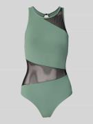 Arena Slim Fit Badeanzug mit semitransparenten Partien in Oliv, Größe ...