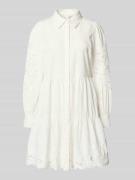 YAS Knielanges Hemdblusenkleid mit Lochstickerei Modell 'Zimia' in Wei...