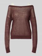 BOSS Relaxed Fit Pullover aus durchscheinendem Material in Schoko, Grö...