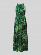 Apricot Maxikleid mit Bindegürtel in Hellgruen, Größe L