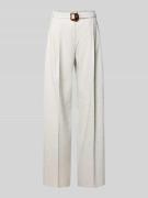 HUGO Weite Hose aus Leinen-Mix mit Gürtelschnalle in Beige, Größe 32