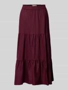 Christian Berg Woman Midirock aus reinen Leinen mit Raffungen in Schok...