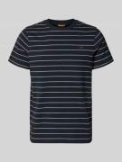 camel active T-Shirt mit Streifenmuster und Logo in Marine, Größe 3XL