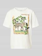 Marc Cain T-Shirt mit Motiv-Print in Weiss, Größe 34