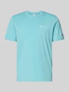 CHAMPION T-Shirt mit Logo-Stitchings Modell 'ICONS CONTRAST' in Aqua, ...