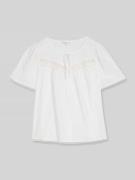 Tom Tailor Denim Regular Fit Bluse aus Baumwoll-Viskose-Mix mit Häkeld...