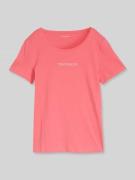 Tom Tailor Regular Fit T-Shirt mit Label-Schriftzug in Koralle, Größe ...