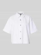Pieces Loose Fit Jeansbluse aus reiner Baumwolle Modell 'SKY' in Weiss...