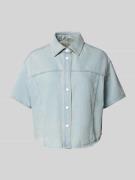 OPUS Boxy Fit Jeansbluse mit 1/2-Arm Modell 'Ferluna breath' in Hellbl...