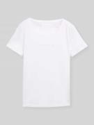 Tom Tailor Regular Fit T-Shirt mit Label-Schriftzug in Weiss, Größe L