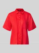 Tommy Hilfiger Regular Fit Leinenbluse mit Logo-Stitching in Rot, Größ...