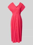 ICHI Midikleid aus Leinen-Viskose-Mix mit V-Ausschnitt in Pink, Größe ...