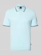 bugatti Regular Fit Poloshirt mit Logo-Stitching in Aqua, Größe L