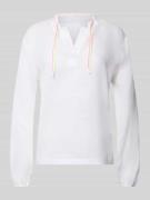 Marc Cain Regular Fit Bluse mit V-Ausschnitt und Tunnelzug in Weiss, G...
