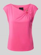 Marc Cain T-Shirt mit asymmetrischem Ausschnitt in Fuchsia, Größe 34