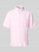 Fynch-Hatton Regular Fit Leinenhemd mit Button-Down-Kragen in Hellrosa...