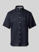 Fynch-Hatton Regular Fit Leinenhemd mit Button-Down-Kragen in Marine, ...