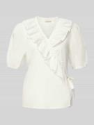FREE/QUENT Wickelbluse mit Rüschen Modell 'Malay' in Weiss, Größe L