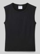 CHAMPION Regular Fit Top mit Logo-Stitching in Black, Größe 164