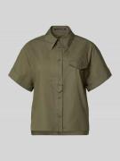 Luisa Cerano Boxy Fit Bluse mit Brusttasche in Khaki, Größe 34